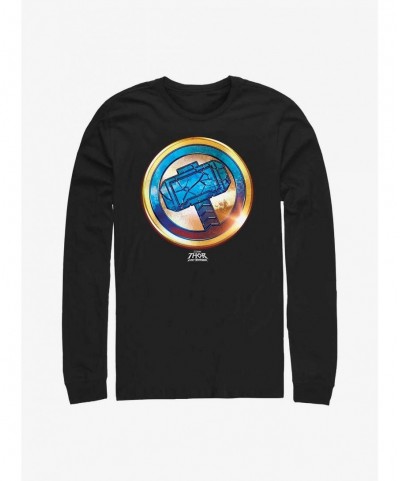 Premium Marvel Thor: Love And Thunder Mjollnir Gold Long Sleeve T-Shirt $8.16 T-Shirts