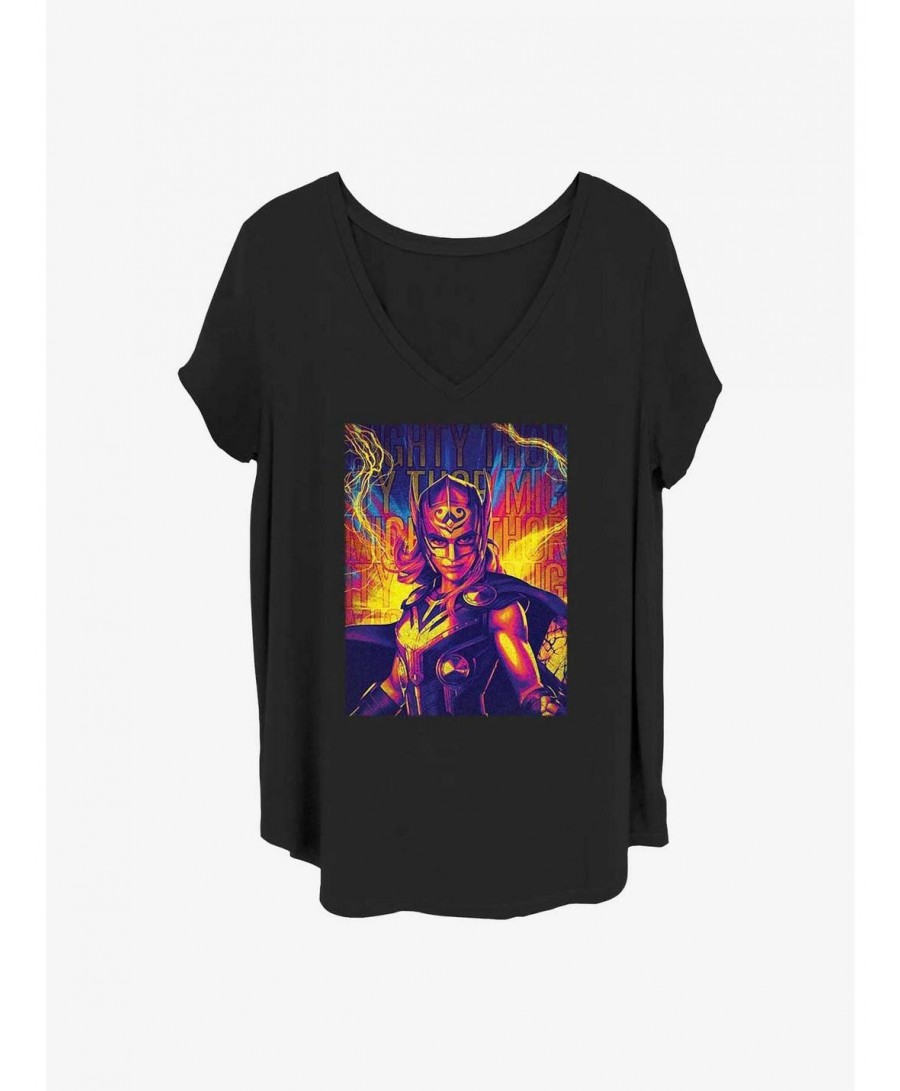 Big Sale Marvel Thor: Love and Thunder Mighty Hero Lightning Girls T-Shirt Plus Size $11.33 T-Shirts