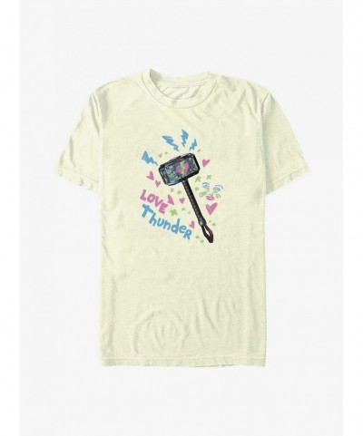 Trendy Marvel Thor: Love and Thunder Graffiti Hammer T-Shirt $5.59 T-Shirts