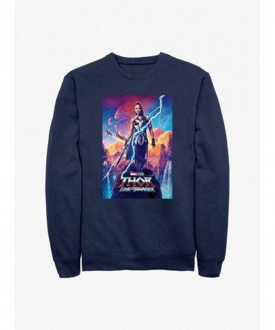 Seasonal Sale Marvel Thor: Love and Thunder Valkyrie Movie Poster Sweatshirt $11.22 Sweatshirts