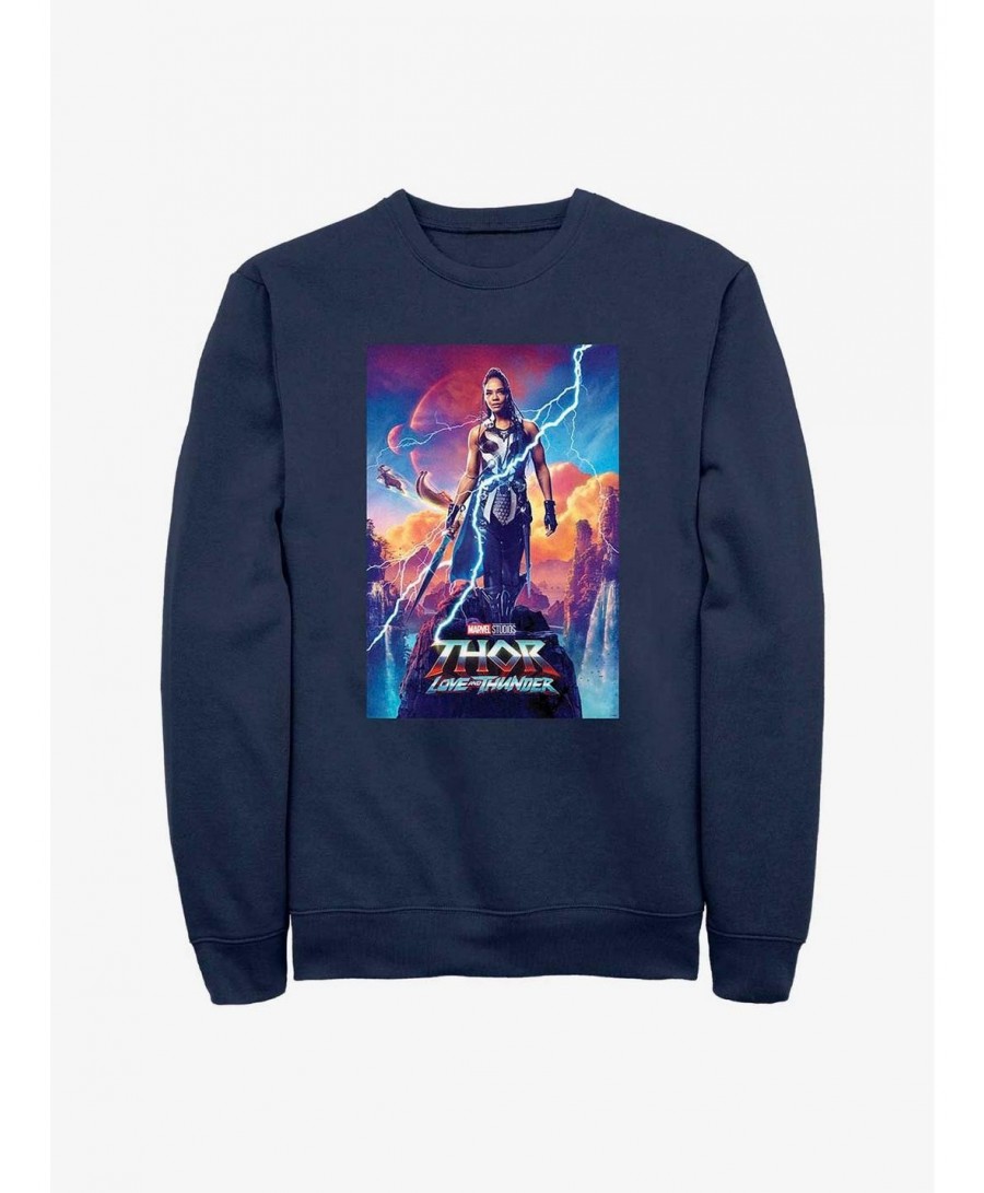 Seasonal Sale Marvel Thor: Love and Thunder Valkyrie Movie Poster Sweatshirt $11.22 Sweatshirts