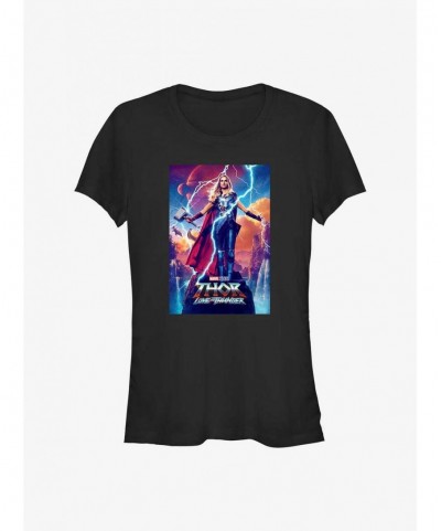 Limited Time Special Marvel Thor: Love and Thunder Mighty Thor Movie Poster Girls T-Shirt $6.63 T-Shirts