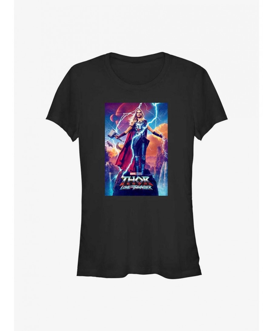 Limited Time Special Marvel Thor: Love and Thunder Mighty Thor Movie Poster Girls T-Shirt $6.63 T-Shirts