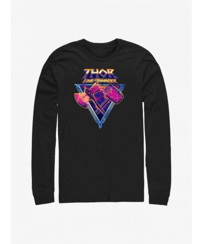 Festival Price Marvel Thor: Love and Thunder Mjolnir and Stormbreaker Long-Sleeve T-Shirt $12.37 T-Shirts