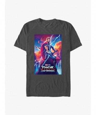 Flash Deal Marvel Thor: Love and Thunder Asgardian Movie Poster T-Shirt $5.59 T-Shirts