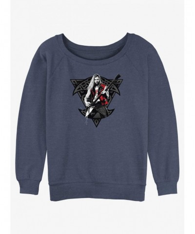 Festival Price Marvel Thor: Love and Thunder Rocker Viking Girls Slouchy Sweatshirt $12.99 Sweatshirts