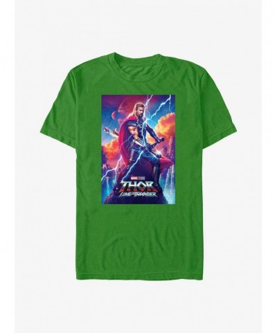 Pre-sale Discount Marvel Thor: Love and Thunder Asgardian Movie Poster T-Shirt $4.66 T-Shirts