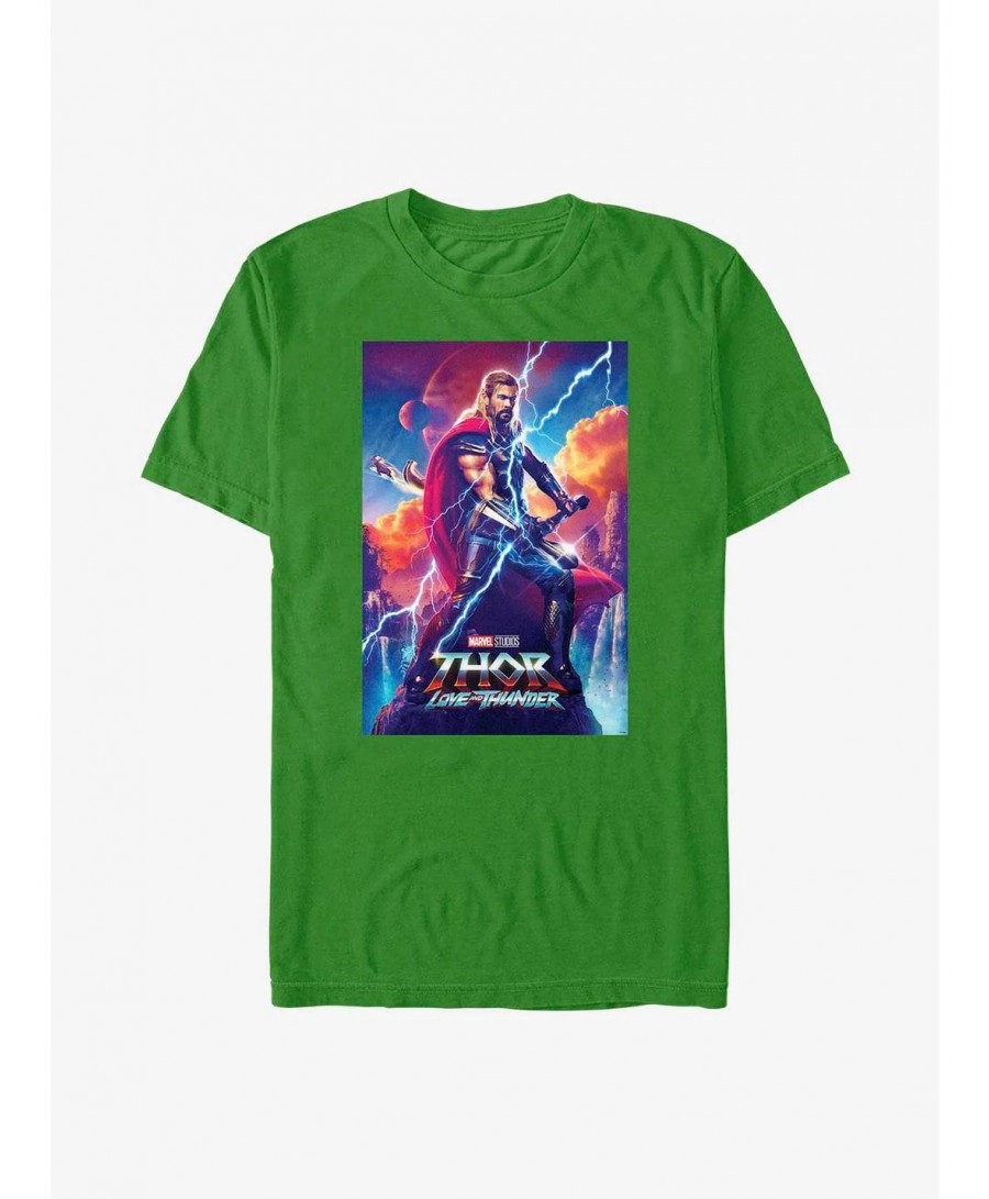 Pre-sale Discount Marvel Thor: Love and Thunder Asgardian Movie Poster T-Shirt $4.66 T-Shirts