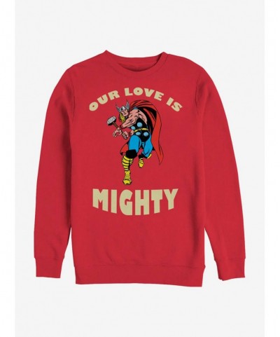 Discount Sale Marvel Thor Mighty Love Crew Sweatshirt $11.81 Sweatshirts