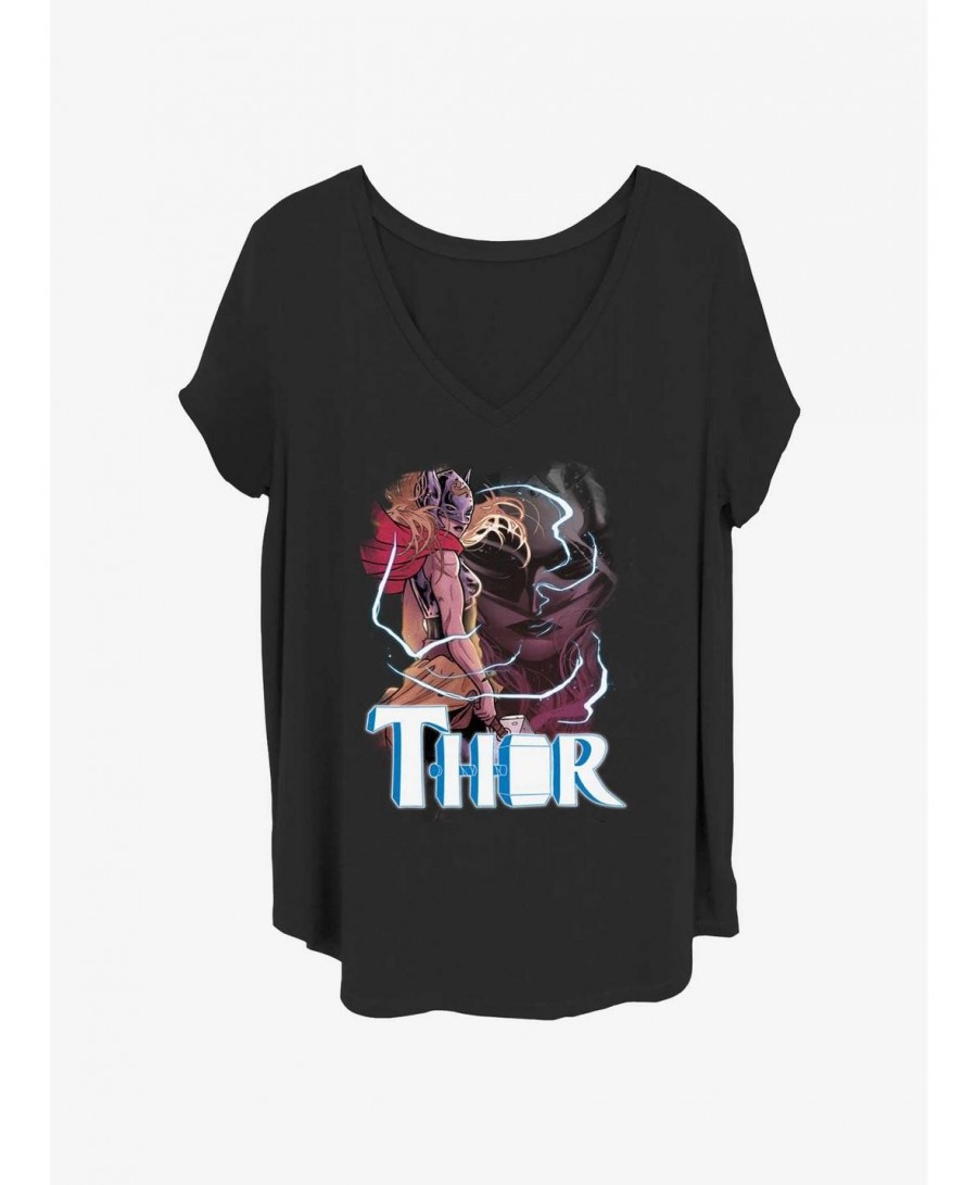 Hot Selling Marvel Thor: Love and Thunder Mighty Thor Thunder God Girls T-Shirt Plus Size $8.55 T-Shirts