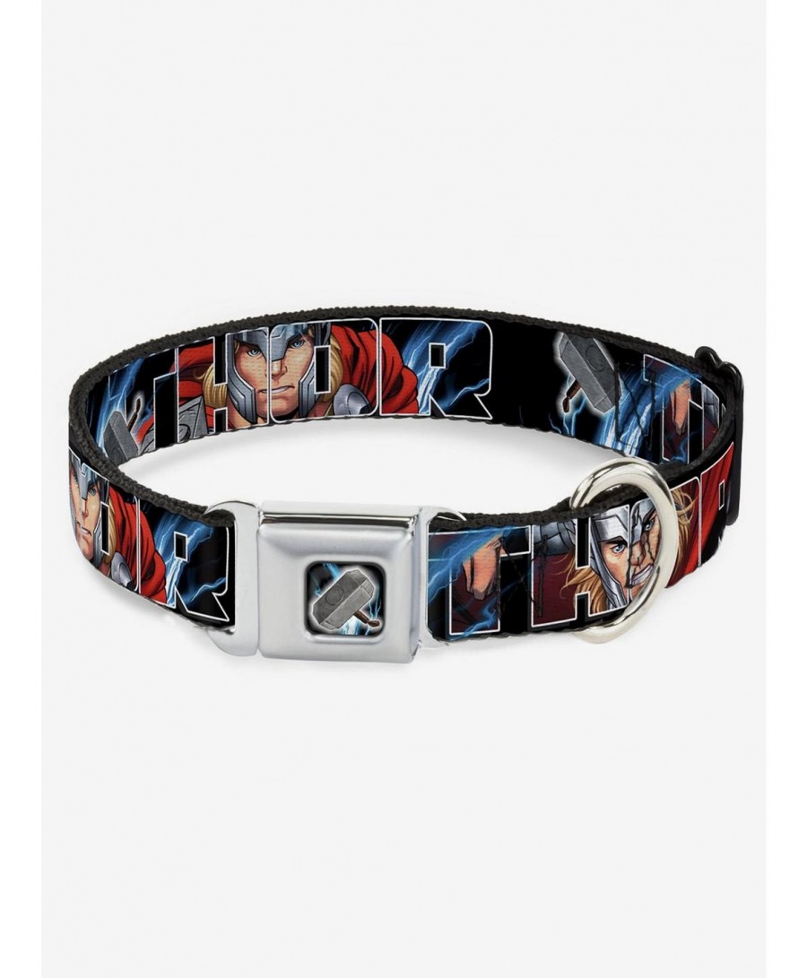 Exclusive Price Marvel Thor Poses Hammer Seatbelt Buckle Dog Collar $12.20 Pet Collars