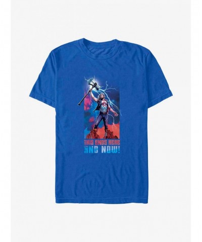 Hot Selling Marvel Thor: Love and Thunder Ends Here and Now T-Shirt $7.45 T-Shirts