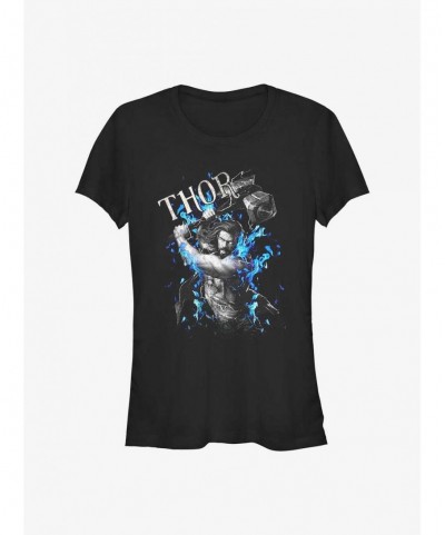 Exclusive Marvel Thor: Love and Thunder On Fire Girls T-Shirt $7.28 T-Shirts