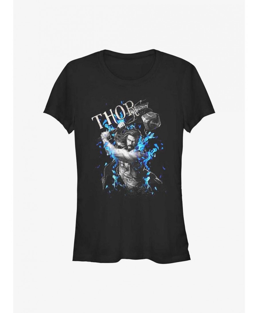 Exclusive Marvel Thor: Love and Thunder On Fire Girls T-Shirt $7.28 T-Shirts