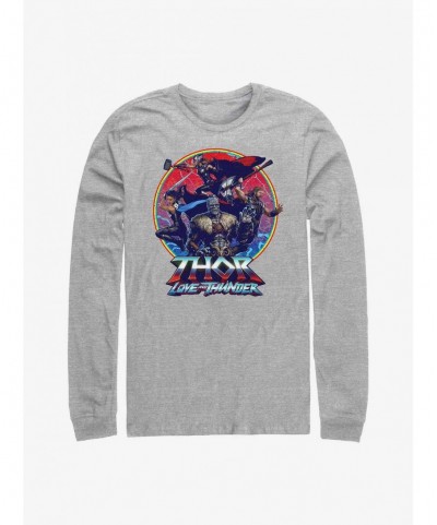 Sale Item Marvel Thor: Love And Thunder Group Emblem Long Sleeve T-Shirt $8.16 T-Shirts