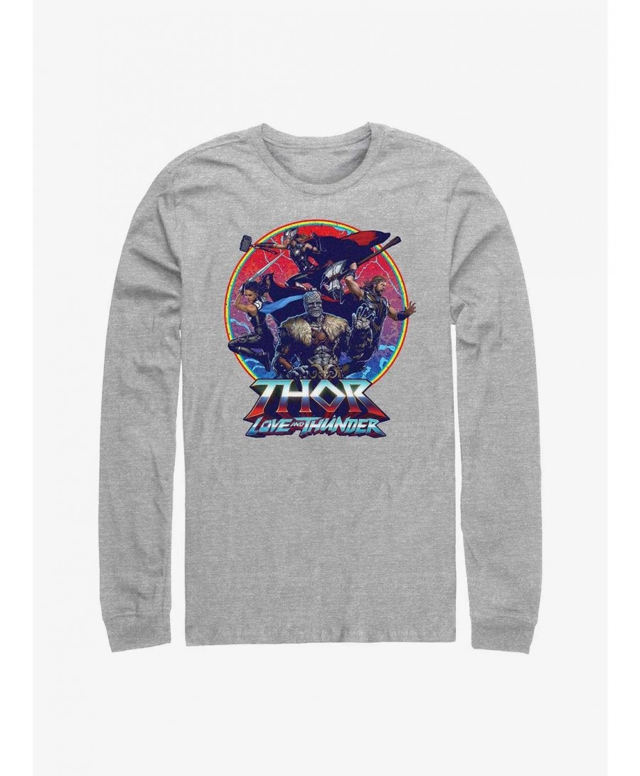 Sale Item Marvel Thor: Love And Thunder Group Emblem Long Sleeve T-Shirt $8.16 T-Shirts