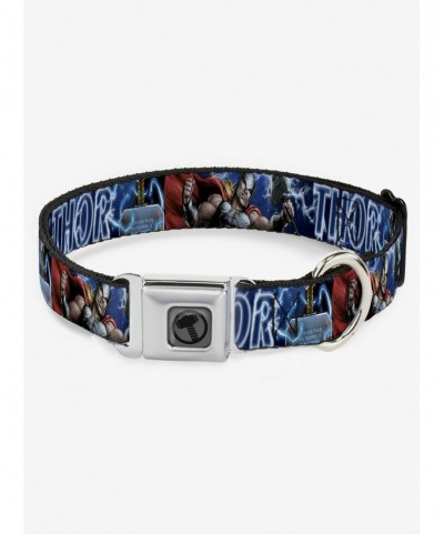 Big Sale Marvel Thor Avengers Hammer Action Pose Galaxy Seatbelt Buckle Dog Collar $7.72 Pet Collars