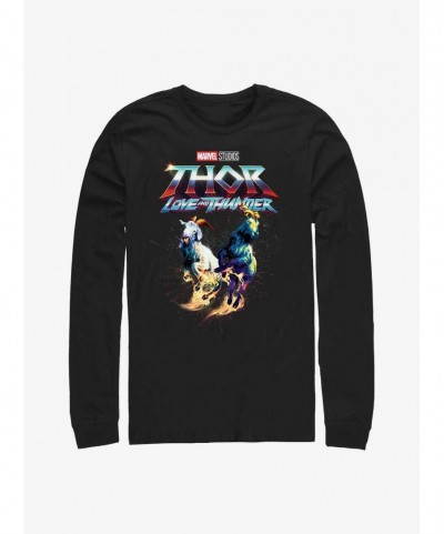 Low Price Marvel Thor: Love And Thunder Rainbow Goats Long Sleeve T-Shirt $12.63 T-Shirts
