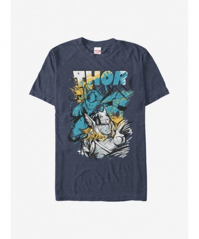 Clearance Marvel Thor Sketch Splatter Print T-Shirt $6.06 T-Shirts