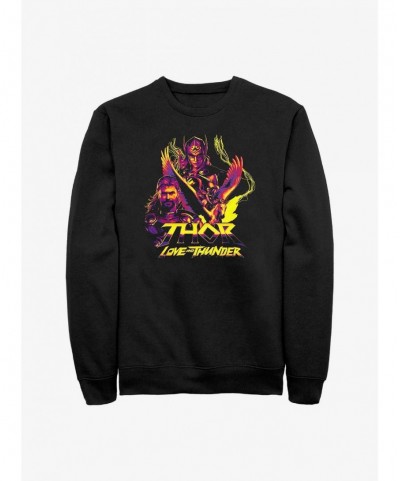 Discount Sale Marvel Thor: Love And Thunder Character Pyramid Sweatshirt $9.74 Sweatshirts