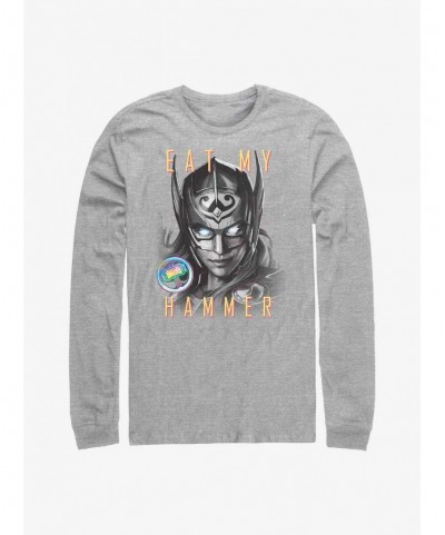 Seasonal Sale Marvel Thor: Love and Thunder Eat My Hammer Dr. Jane Foster Portrait Long-Sleeve T-Shirt $9.21 T-Shirts