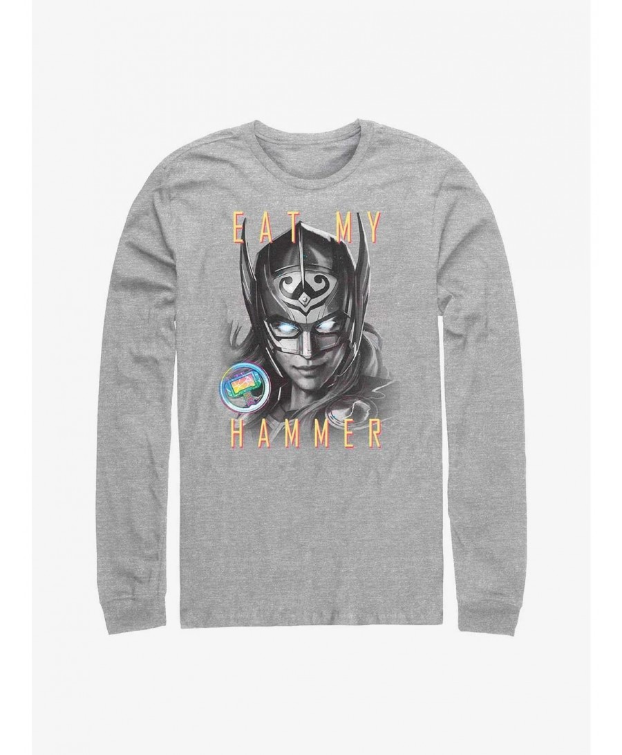 Seasonal Sale Marvel Thor: Love and Thunder Eat My Hammer Dr. Jane Foster Portrait Long-Sleeve T-Shirt $9.21 T-Shirts