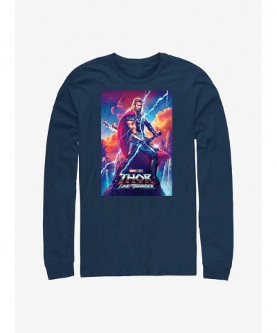 Low Price Marvel Thor: Love and Thunder Asgardian Movie Poster Long-Sleeve T-Shirt $13.16 T-Shirts