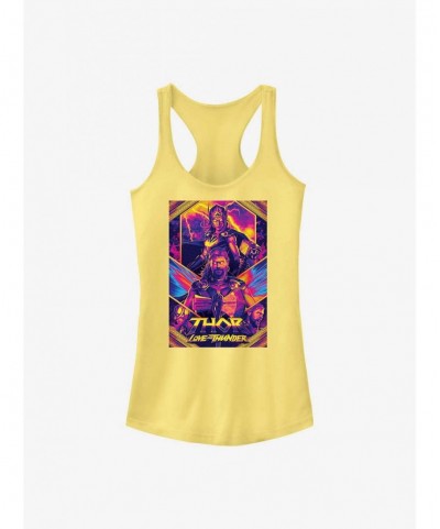 Pre-sale Discount Marvel Thor: Love and Thunder Neon Poster Girls Tank $8.37 Tanks