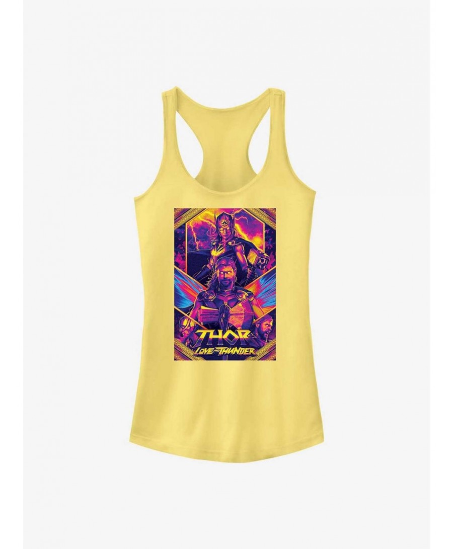 Pre-sale Discount Marvel Thor: Love and Thunder Neon Poster Girls Tank $8.37 Tanks