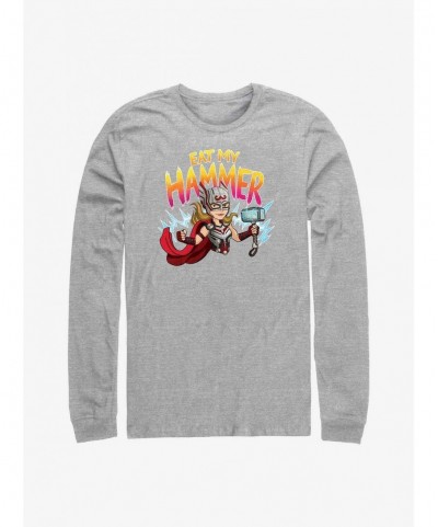 Pre-sale Marvel Thor: Love and Thunder Mighty Thor Eat My Hammer Long-Sleeve T-Shirt $8.95 T-Shirts