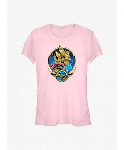 Big Sale Marvel Thor: Love and Thunder Comic Circle Badge Girls T-Shirt $6.80 T-Shirts