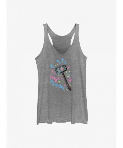 Discount Sale Marvel Thor: Love and Thunder Graffiti Hammer Girls Tank $9.53 Tanks