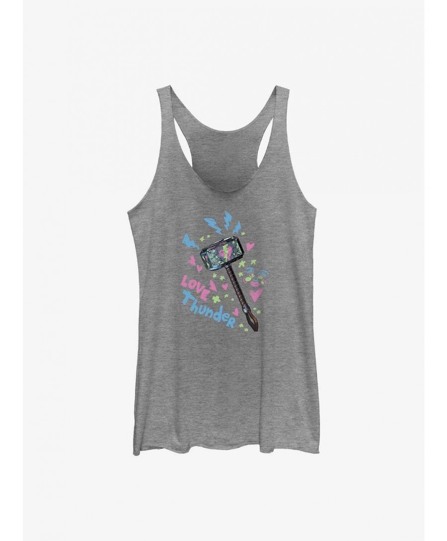 Discount Sale Marvel Thor: Love and Thunder Graffiti Hammer Girls Tank $9.53 Tanks