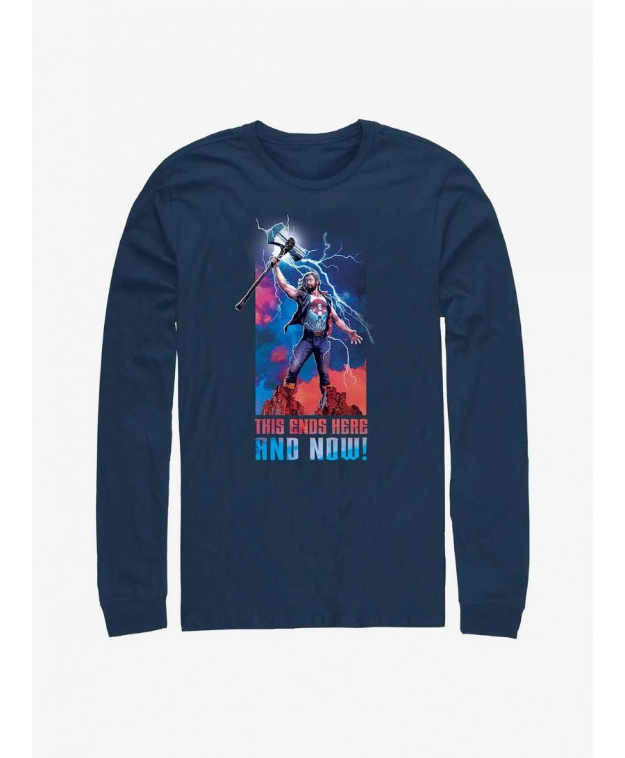 Value Item Marvel Thor: Love and Thunder Ends Here and Now Long-Sleeve T-Shirt $12.90 T-Shirts