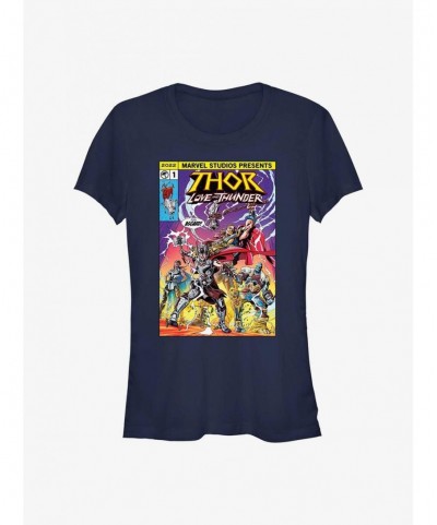 Value for Money Marvel Thor: Love and Thunder For Asgard Comic Cover Girls T-Shirt $7.28 T-Shirts