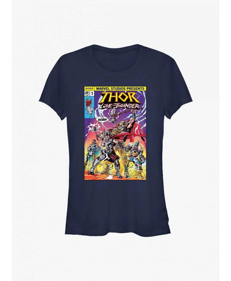 Value for Money Marvel Thor: Love and Thunder For Asgard Comic Cover Girls T-Shirt $7.28 T-Shirts