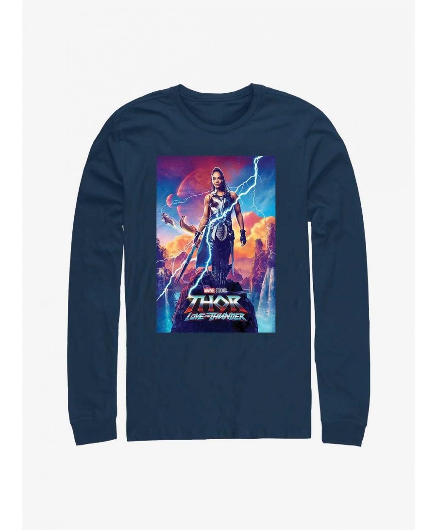 Hot Selling Marvel Thor: Love and Thunder Valkyrie Movie Poster Long-Sleeve T-Shirt $11.58 T-Shirts