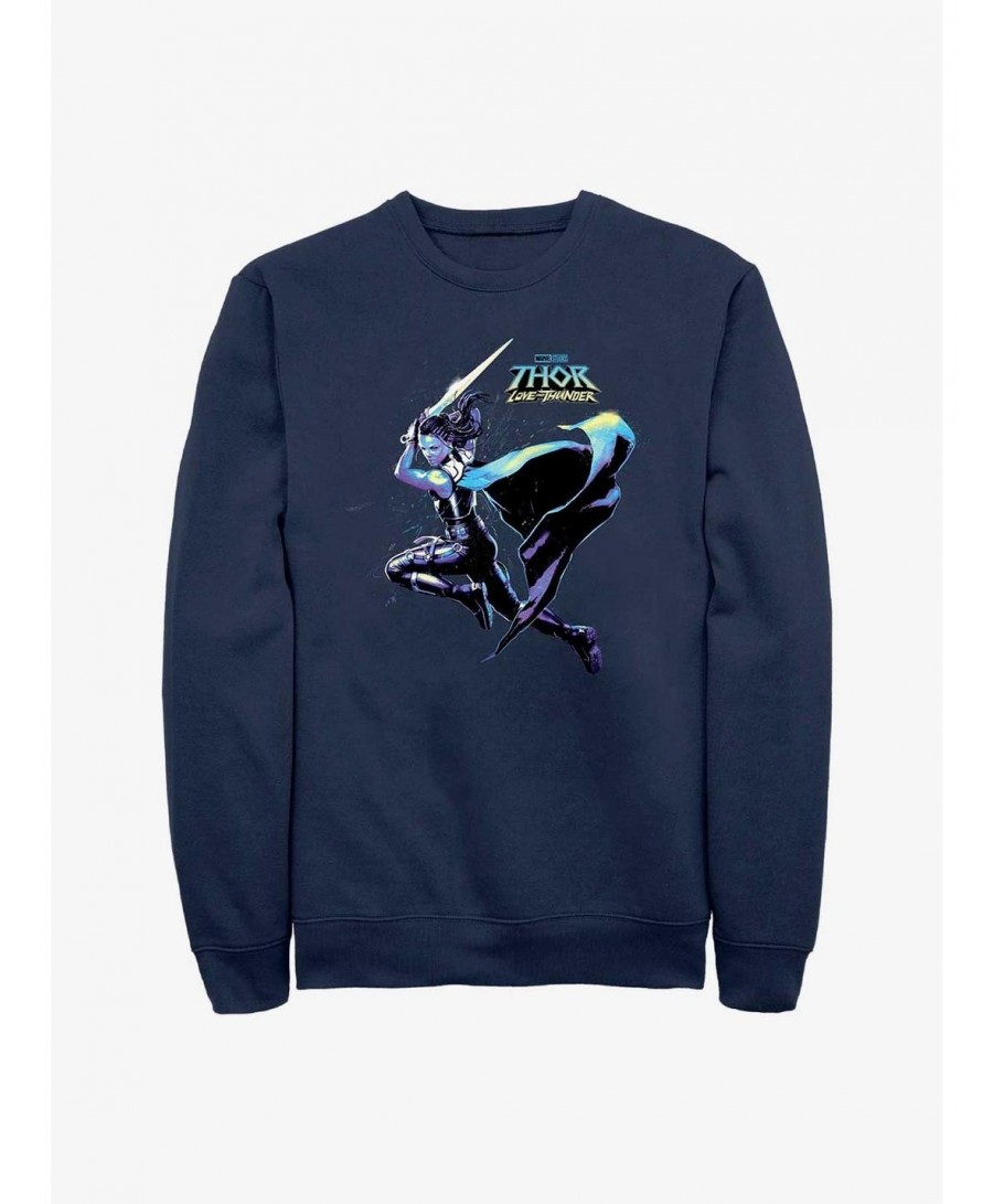 Festival Price Marvel Thor: Love And Thunder Valkyrie Hero Shot Sweatshirt $12.40 Sweatshirts