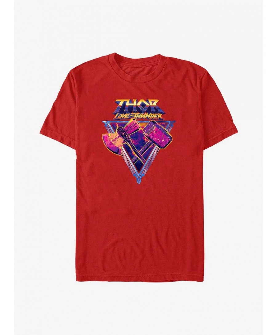 New Arrival Marvel Thor: Love and Thunder Mjolnir and Stormbreaker T-Shirt $6.68 T-Shirts