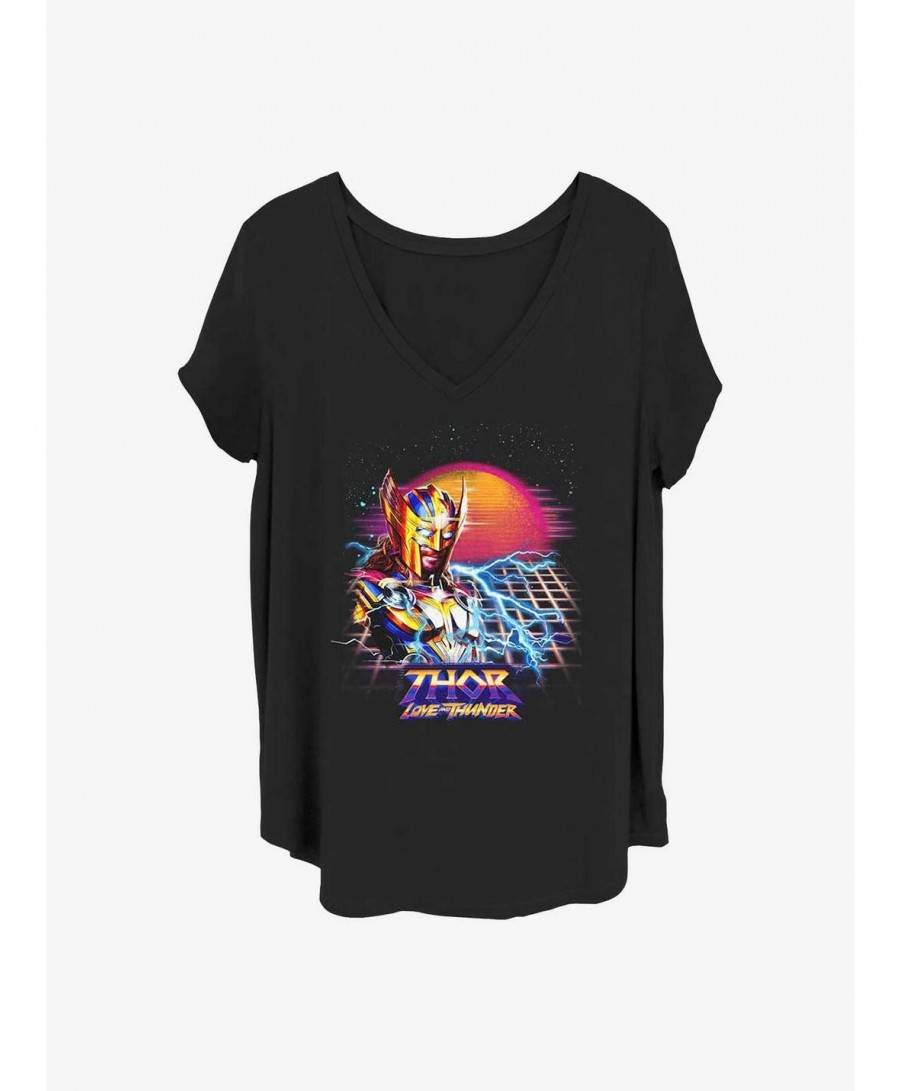 Seasonal Sale Marvel Thor: Love And Thunder Synthwave Sunset Girls T-Shirt Plus Size $7.86 T-Shirts