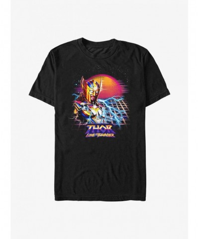 Seasonal Sale Marvel Thor: Love And Thunder Synthwave Sunset T-Shirt $5.12 T-Shirts