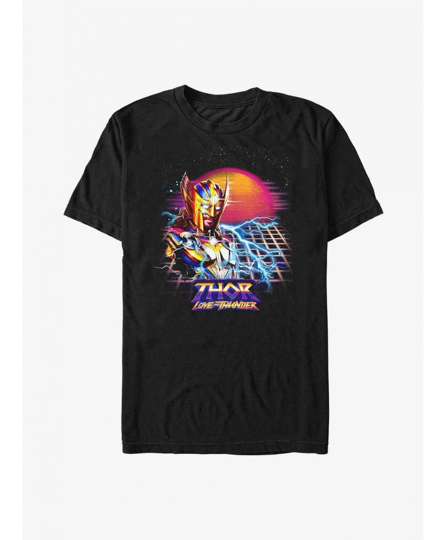 Seasonal Sale Marvel Thor: Love And Thunder Synthwave Sunset T-Shirt $5.12 T-Shirts