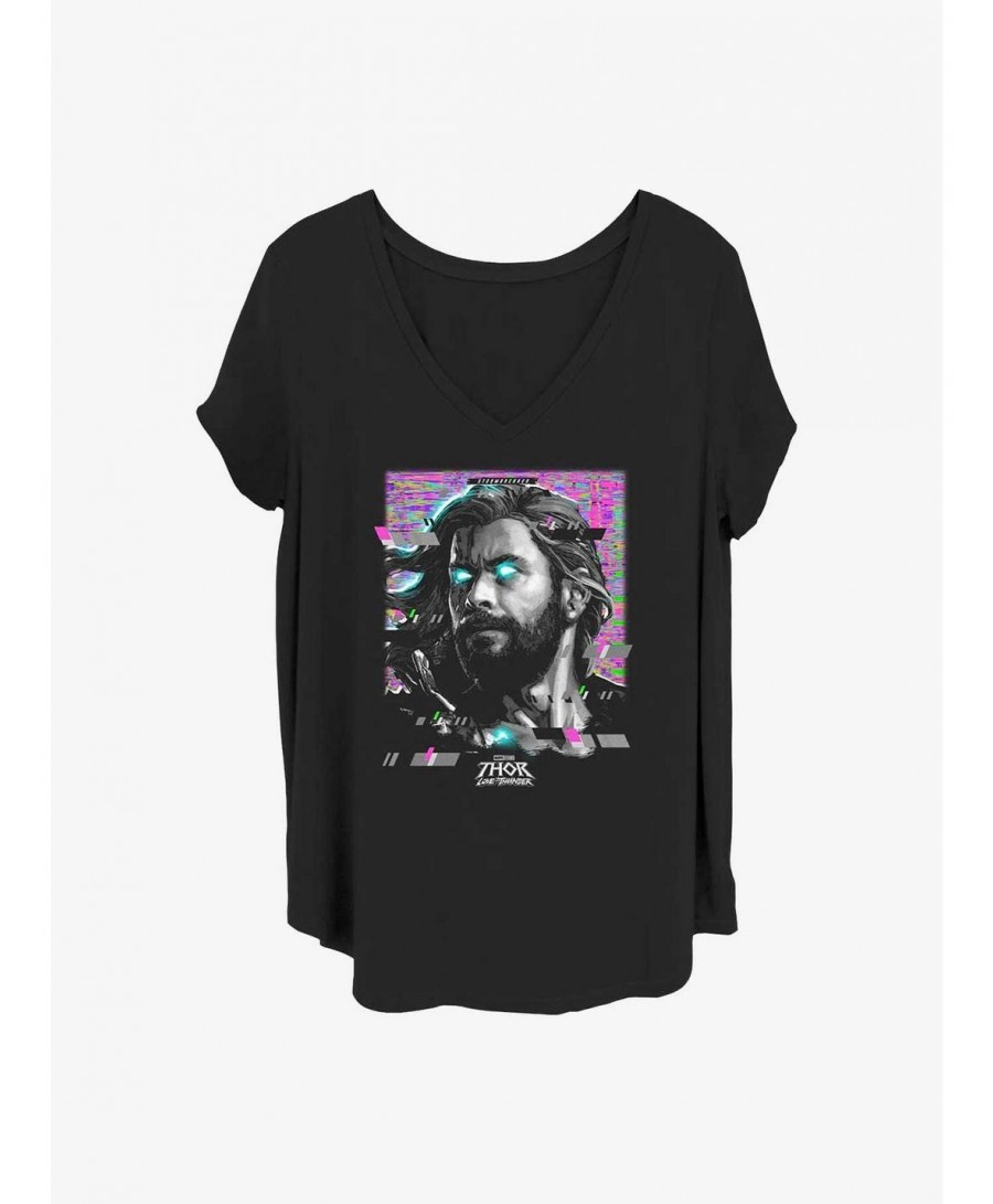 Unique Marvel Thor: Love And Thunder Glitch Thor Girls T-Shirt Plus Size $8.55 T-Shirts