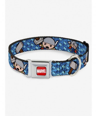 Festival Price Marvel Thor Kawaii Poses Hammer Monogram Seatbelt Buckle Dog Collar $8.96 Pet Collars