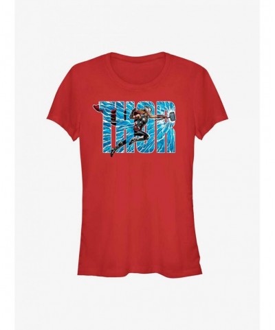 Clearance Marvel Thor: Love and Thunder Thor Lightning Letters Girls T-Shirt $6.31 T-Shirts