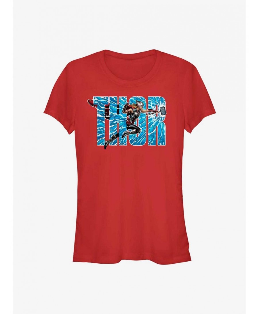 Clearance Marvel Thor: Love and Thunder Thor Lightning Letters Girls T-Shirt $6.31 T-Shirts