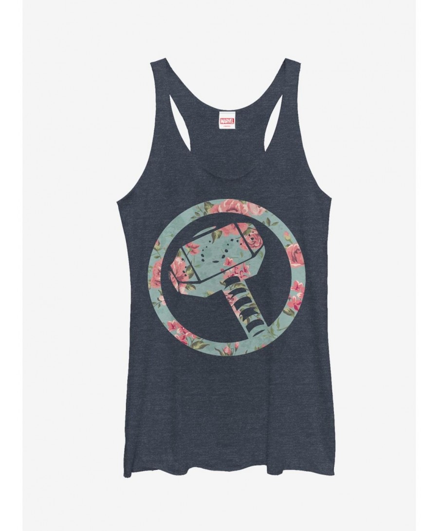 High Quality Marvel Thor Hammer Floral Print Girls Tanks $6.22 Tanks