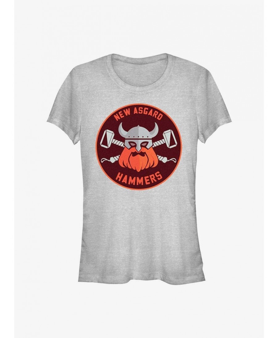 Discount Marvel Thor: Love and Thunder Hammers Badge Girls T-Shirt $6.80 T-Shirts