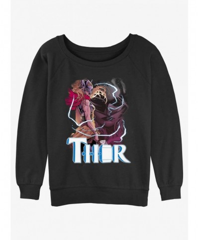 Festival Price Marvel Thor Mighty Thor Thunder God Girls Slouchy Sweatshirt $12.99 Sweatshirts