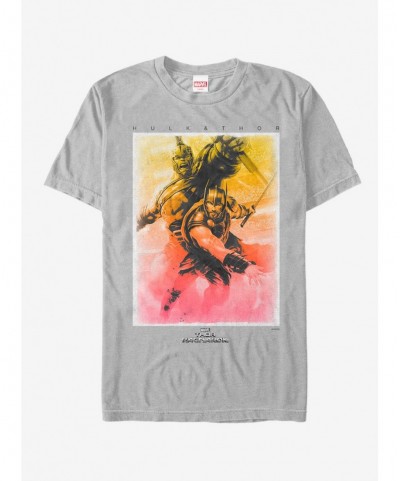 New Arrival Marvel Thor: Ragnarok Hulk Watercolor Print T-Shirt $6.21 T-Shirts